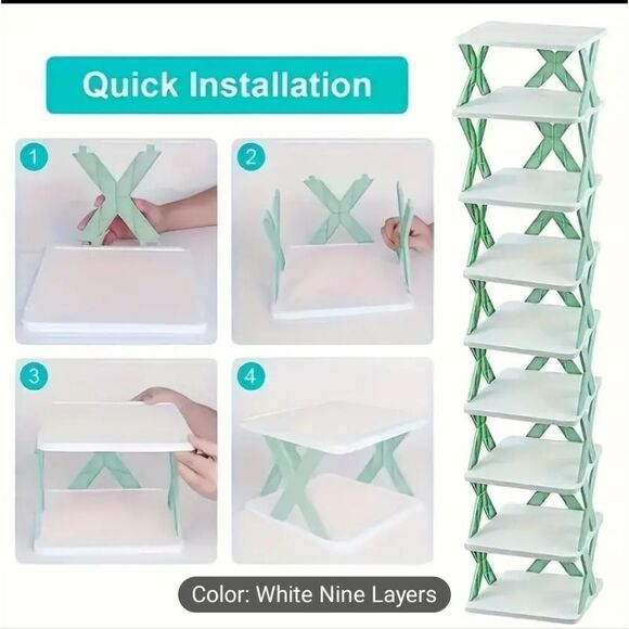 3 tier plastic folding shoe rack - Picture 1 of 6